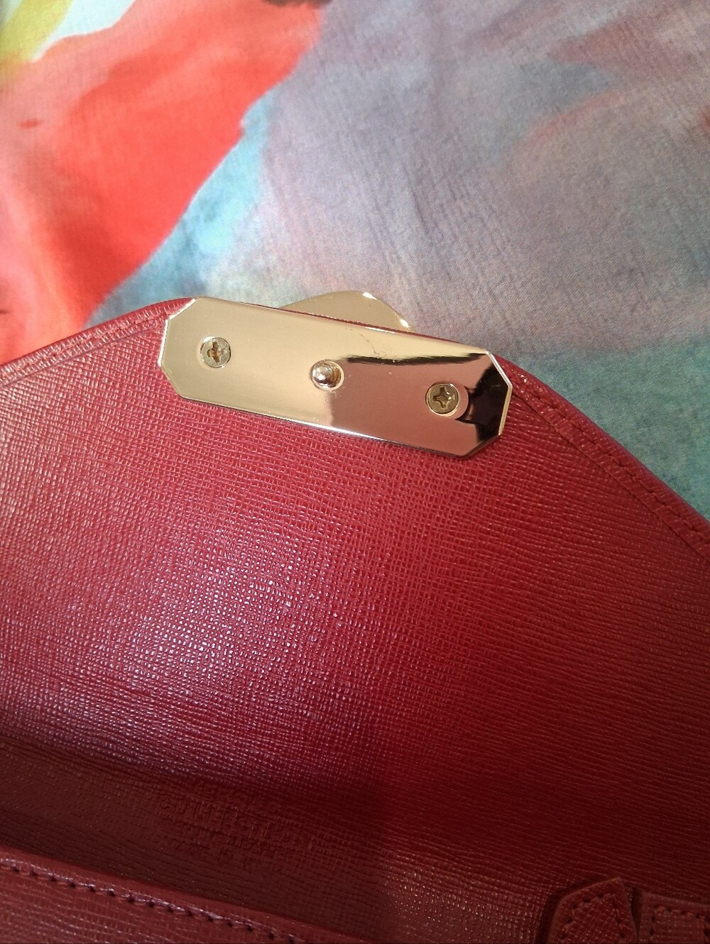 Versace Collection Red Envelope Clutch with Gold Plaque - Picture 5 of 13